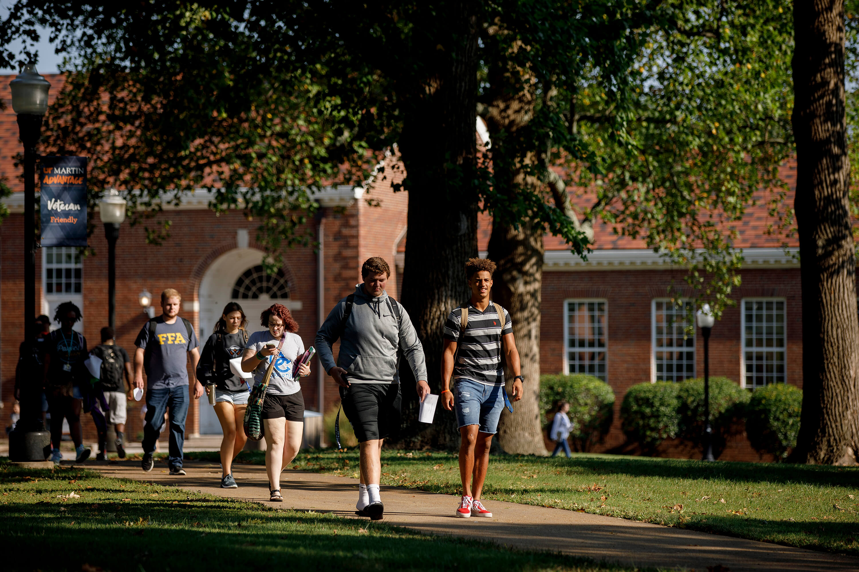 Students walking on the quad.
