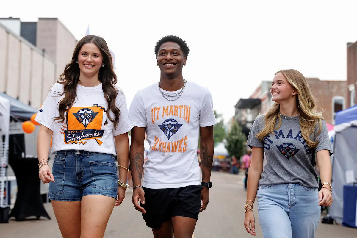 Students enjoying a local festival downtown Martin.